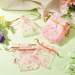 30 Stück goldgeprägte Organza-Geschenktüten mit Mond- und Sternmotiv und Kordelzug&nbsp;ABAG-TA0002-21G