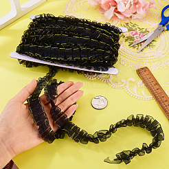 10mの二重層ポリエステルレースリボン  洋服アクセサリー用  ブラック  3/4インチ（20mm）  約10.94ヤード（10m）/セット&nbsp;OCOR-TA0004-14A