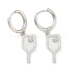 Boucles d'oreilles créoles en laiton avec micro pavé de zircone cubique pour femmes&nbsp;EJEW-A168-04P