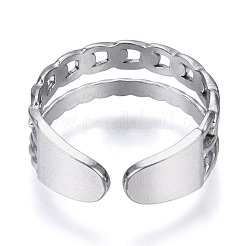Не тускнеющая нержавеющая сталь 304 панцирная цепь форма открытого манжета кольцо для женщин RJEW-N040-31