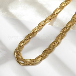 Ожерелье из тройной цепочки-елочки из нержавеющей стали 304 для мужчин и женщин NJEW-H167-01G