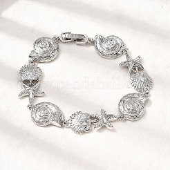 Летние пляжные браслеты-цепочки с микропаве из латуни BJEW-C118-02A-P