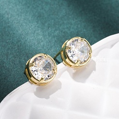 Boucles d'oreilles en laiton zircon cubique micro pavé clair&nbsp;EJEW-C174-02H-G