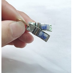 女性用合金樹脂ダングルイヤリング  長方形  アンティークシルバー  50mm&nbsp;WGDA915-01