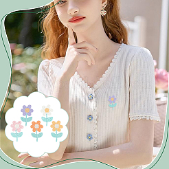 50 Stück Kostümzubehör mit Blumenstickerei aus Polyester in 5 Farben&nbsp;DIY-FG0006-92