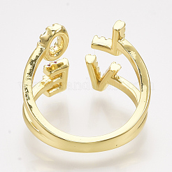 Латунные микро проложить манжеты кольца кубического циркония RJEW-S044-050