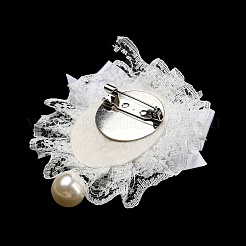 Romantische klassische Schleife-Brosche aus Polyester-Spitze für Damen&nbsp;JEWB-B011-02A
