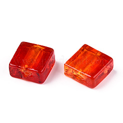 Бусины ручной работы бусины серебряной фольгой&nbsp;X-FOIL-S006-12x12mm-01