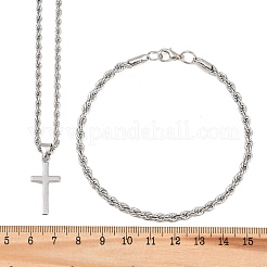 Наборы из кулонов-крестов из сплава и браслетов-цепочек для женщин.&nbsp;SJEW-A002-01P