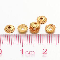 ゴールドカラーアイアン製花座ビーズキャップ  5x1.5mm  穴：1mm  約330個/10g&nbsp;X-IFIN-D023-G