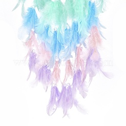 Железная тканая паутина/сетка с подвесками из перьев&nbsp;LS-AJEW-P097-08