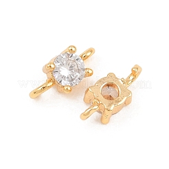 Латунные подвески с гладкими круглыми подвесками-соединителями из прозрачного кубического циркония&nbsp;KK-H538-21B-G