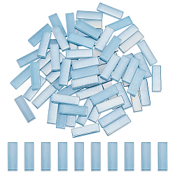 Cabochons en verre, carreaux de mosaïque, pour la décoration de la maison ou le bricolage, rectangle, bleu clair, 30x10x4mm, 200 g / sac