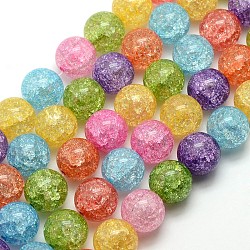 Synthetic Crackle Quartz Round Beads Strands, Dyed & Heated, Mixed Color, 12mm, Hole: 1mm, about 35pcs/strand, 16.14 inch