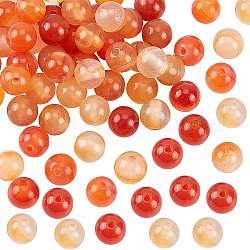 Olycraft 62pcs natürlicher roter Achat Perlenstränge 6mm Grad A Natursteinperlen Kristallenergiestein runde orangerote Perlen für die Schmuckherstellung zum Selbermachen