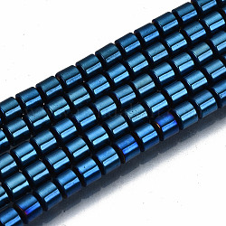 Electroplate non magnetici ematite sintetico fili di perline, colonna, blu royal, 3.5x3mm, Foro: 1 mm, circa 125~126pcs/filo, 15.55 pollice ~ 15.83 pollici (39.5 cm ~ 40.2 cm)