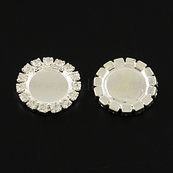 Bandejas de rhinestone de latón chapado en color plata cabujón, plano y redondo, cristal, Bandeja: 10 mm, 16x2.5mm