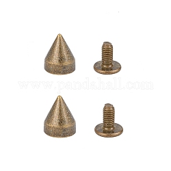 Iron Rivets, for Clothes Bag Shoes Leather Craft, Cone, Antique Bronze, 7.5~9x7mm, Hole: 5mm