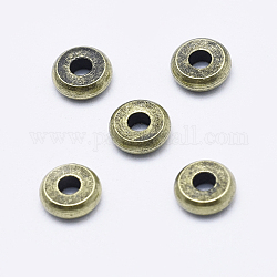 Perles séparateurs en laiton, Plaqué longue durée, Sans cadmium & sans nickel & sans plomb, plat rond, bronze antique, 5x1.5mm, Trou: 1mm