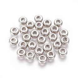 Ccb Kunststoff-Perlen, Rondell, Platin Farbe, 6x2.5 mm, Bohrung: 2 mm