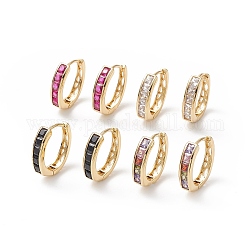 Прямоугольные серьги-кольца с кубическим цирконием, настоящие 18-каратные позолоченные латунные украшения для женщин, без кадмия, без никеля и без свинца, разноцветные, 17.5x15.5x4.5 мм, штифты : 0.9 мм