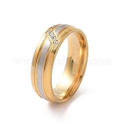 Кольцо на палец в форме ромба с кристаллами и стразами, два тона 201 украшения из нержавеющей стали для женщин, золотые и нержавеющая сталь цвет, внутренний диаметр: 17 мм