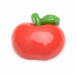 Cabochon decodificati in resina, mela, rosso, 16.5x15.5x6mm