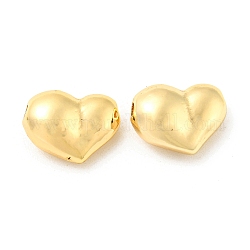 Perline in ottone, cuore, vero placcato oro 18k, 8.5x12x5.5mm, Foro: 1 mm