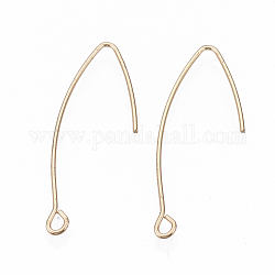 Brass Earring Hooks, with Horizontal Loop, Nickel Free, Real 18K Gold Plated, 35mm, Hole: 1.8mm, 20 Gauge, Pin: 0.8mm