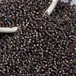 MIYUKI Round Rocailles Beads, Japanese Seed Beads, 8/0, (RR1836) Sparkling Lined Smoky Amethyst AB, 8/0, 3mm, Hole: 1mm, about 422~455pcs/10g