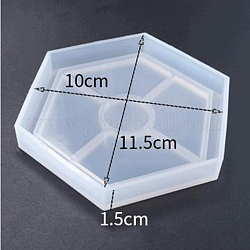 Moules en silicone pour tapis de tasse hexagonale diy, moules de dessous de verre, moules de résine, blanc, 115x100x15mm
