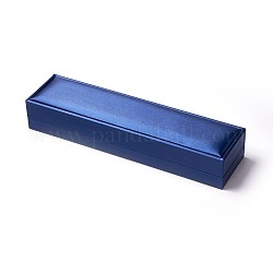 Пластиковые шкатулки, покрыты искусственная кожа, прямоугольные, синие, 22x5.7x3.4 см
