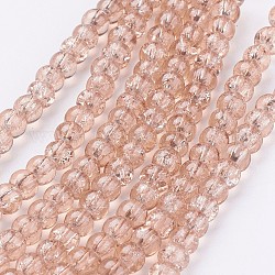 Chapelets de perles en verre craquelé peints à la bombe, ronde, burlywood, 4mm, Trou: 1.1~1.3mm, Environ 200 pcs/chapelet, 31.4 pouce