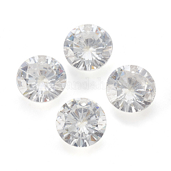 Cubic Zirconia Pointed Back Pendants, Faceted, Flat Round, Clear, 5mm, Hole: 1mm