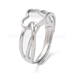304 anillos ajustables de corazón hueco de acero inoxidable., color acero inoxidable, diámetro interior: 18.4 mm