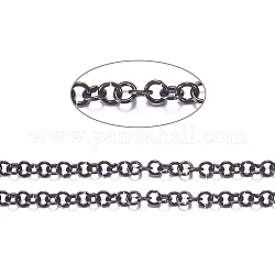 304 catene Rolo in acciaio inox, con la bobina, per fare gioielli, senza saldatura, nero, 3.5x0.7mm, circa 32.8 piedi (10 m)/rotolo