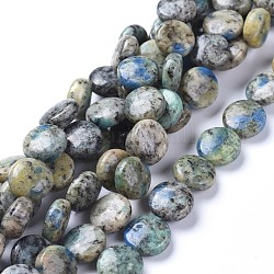 Natural K2 Stone Beads Strands, Flat Round, 11.5x5.5~6mm, Hole: 0.7mm, about 35pcs/strand, 15.55 inch(39.5cm)