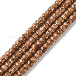 Perle sintetiche Goldstone fili, sfaccettato, rondelle, 3x2mm, Foro: 0.7 mm, circa 172pcs/filo, 14.96 pollice (38 cm)