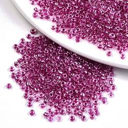 12/0 Glass Seed Beads, Transparent Inside Colours Luster, Round Hole, Round, Medium Violet Red, 12/0, 2~2.5x1.5~2mm, Hole: 0.8mm, about 30000pcs/bag