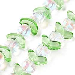 Electroplate transparentes abalorios de vidrio hebras, tulipán, claro ab, 6.5~9x9~14x4~5.5mm, agujero: 1 mm, aproximamente 29 pcs / cadena, 15.71'' (39.9 cm)