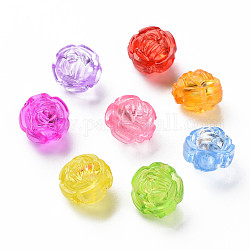Transparente Acryl Perlen, Blume, Mischfarbe, 11x10.5x9.5 mm, Bohrung: 3 mm