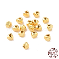 925 Sterling Silver Beads, Triangle, Golden, 3x3x2.5mm, Hole: 0.8mm, about 166Pcs/10g