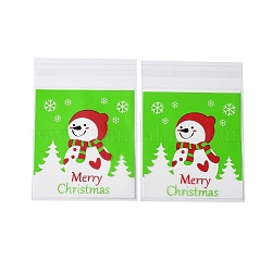 Пластиковый пакет для выпечки с рождественской тематикой, с самоклеющейся, для шоколада, конфеты, печенье, квадратный, зеленый газон, 130x100x0.2 мм, около 100 шт / упаковка