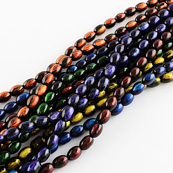 Spray Painted Rice Glass Bead Strands, Mixed Color, 11x8mm, Hole: 1.5mm, about: 74pcs/strand, 31.6 inch