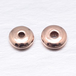 Véritable soucoupe plaquée or rose 925 perles intercalaires en argent sterling, 3x1.8mm, Trou: 1.2mm, environ 333 pcs/20 g