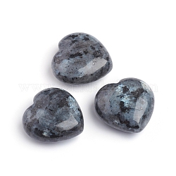 Piedra natural del amor del corazón de larvikita, piedra de palma de bolsillo para el equilibrio de reiki, 29.5~30x30~30.5x14.5mm
