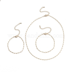Set di gioielli con catena in ottone, bracciali e collane e cavigliere per le donne, oro, 17.32 pollice (44 cm), 7.91 pollice (20.1 cm), 7.09 pollice (18 cm)