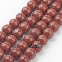 Натуральный красный яшма круглые бусины прядей, огнеупорный кирпич, 8 мм, отверстие : 1 мм, около 47 шт / нитка, 16 дюйм