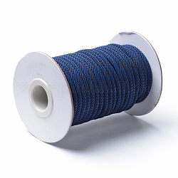 Câblés en polyester tressé, bleu de Prusse, 3mm, environ 21.87 yards (20 m)/rouleau