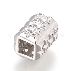 Brass Micro Pave Cubic Zirconia Beads, Rectangle, Clear, Platinum, 10.5x8.5x8.5mm, Hole: 4.5x4.5mm